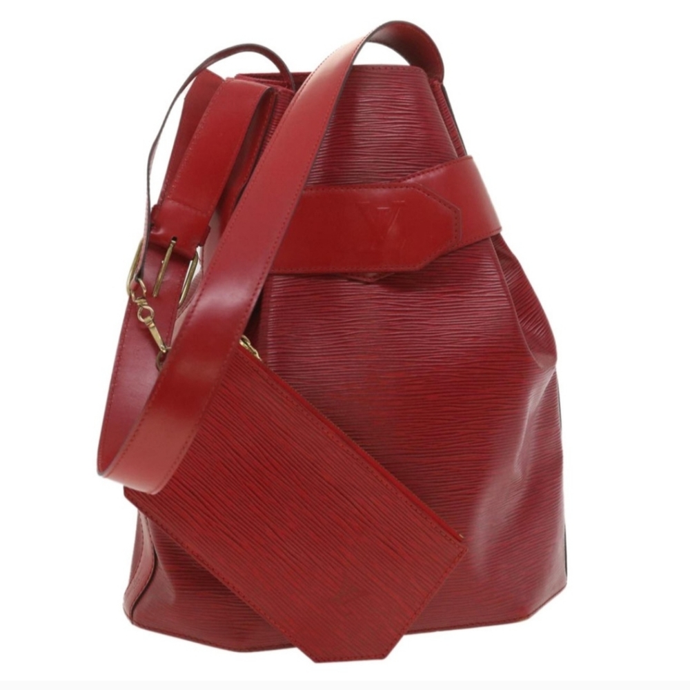 Vintage Louis Vuitton Sac Depaule PM Red Epi Leather Shoulder Bag w/ dust bag